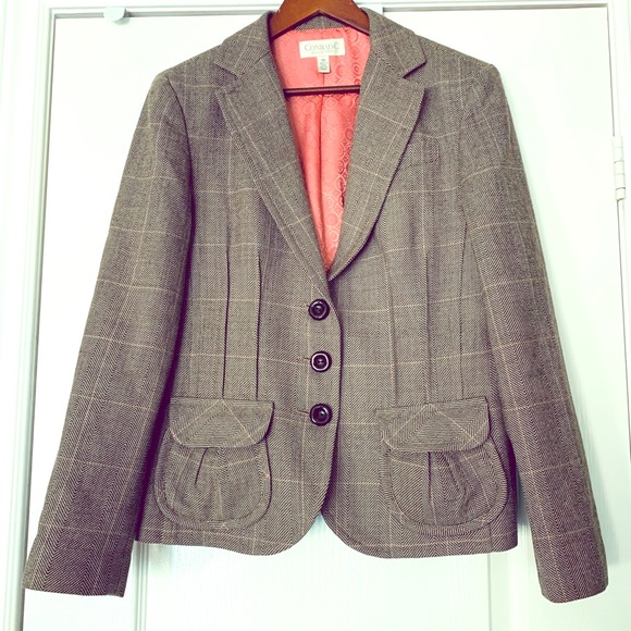 100% WOOL CONRAD C TWEED BLAZER - Picture 3 of 8